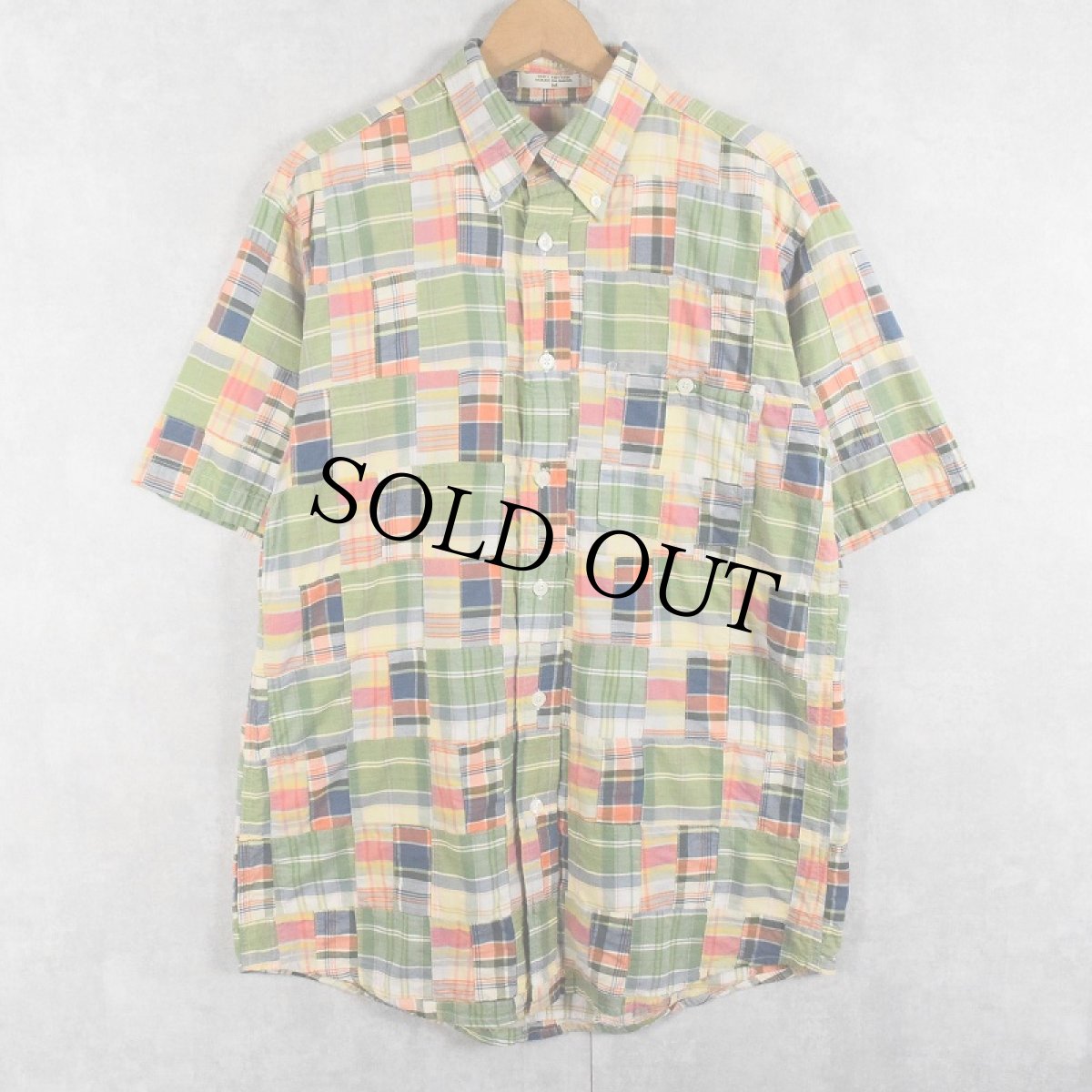 画像1: ORVIS インディアンマドラスチェック柄 パッチワークシャツ M (1)