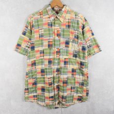 画像1: ORVIS インディアンマドラスチェック柄 パッチワークシャツ M (1)