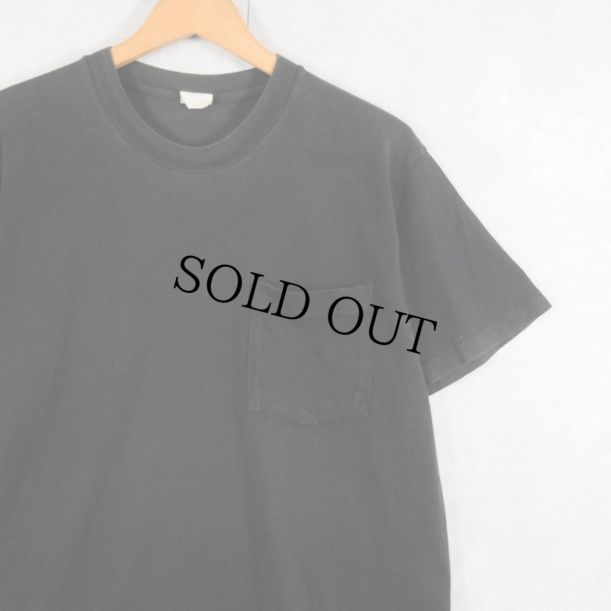 画像1: 80〜90's 無地 ポケットTシャツ BLACK (1)