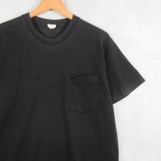画像1: 80〜90's 無地 ポケットTシャツ BLACK (1)