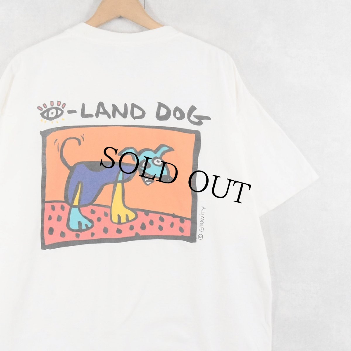 画像1: 90's GRAVITY GRAPHICS USA製 "EYE-LAND DOG" 犬イラストプリントTシャツ XL (1)