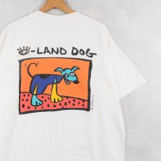 画像1: 90's GRAVITY GRAPHICS USA製 "EYE-LAND DOG" 犬イラストプリントTシャツ XL (1)