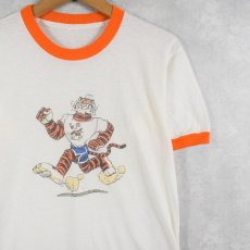 画像1: 70〜80's ESSO " Tony the Tiger" キャラクター染み込みプリント リンガーTシャツ (1)