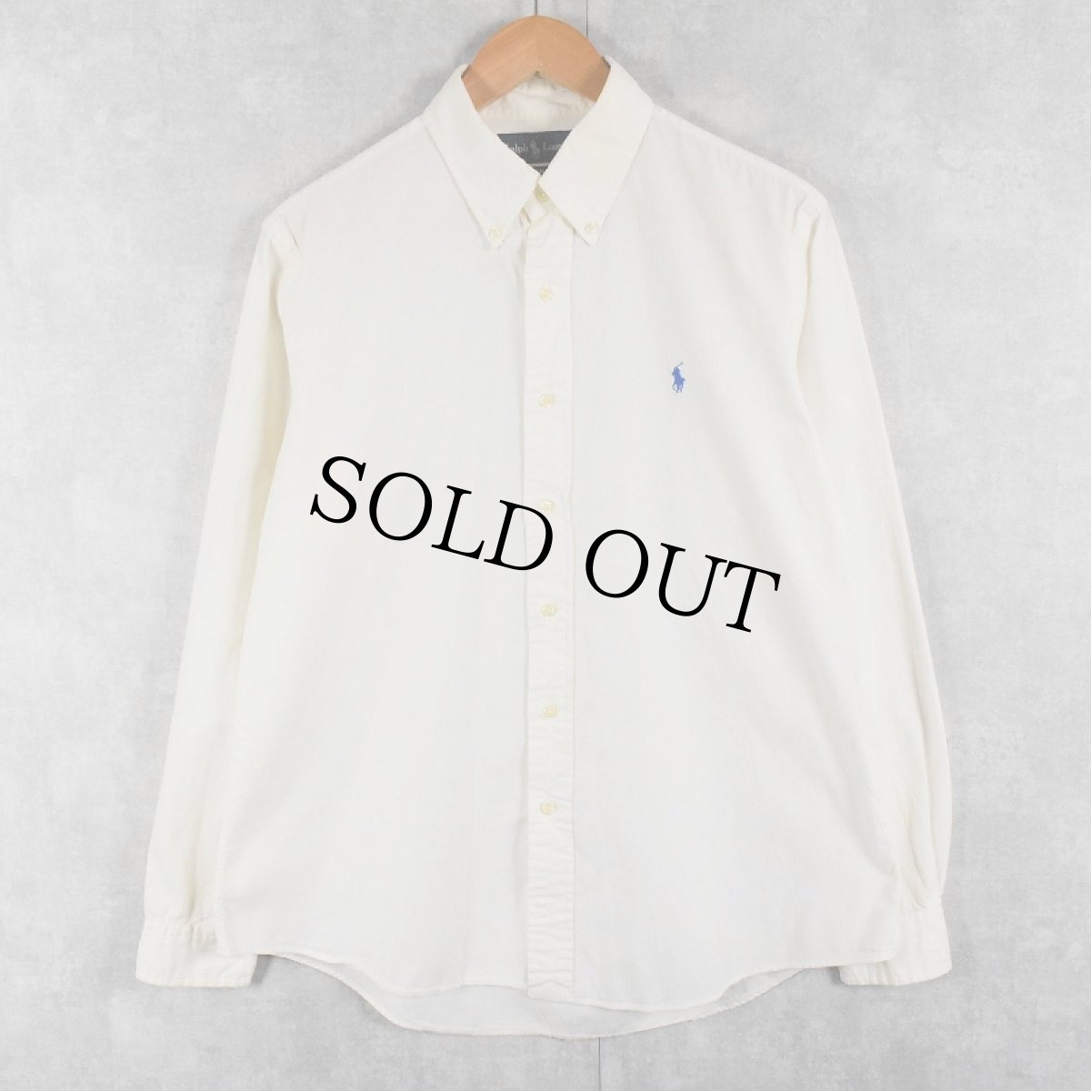 画像1: POLO Ralph Lauren "COSTOM FIT" ストライプ柄 ロゴ刺繍 コットンボタンダウンシャツ L (1)