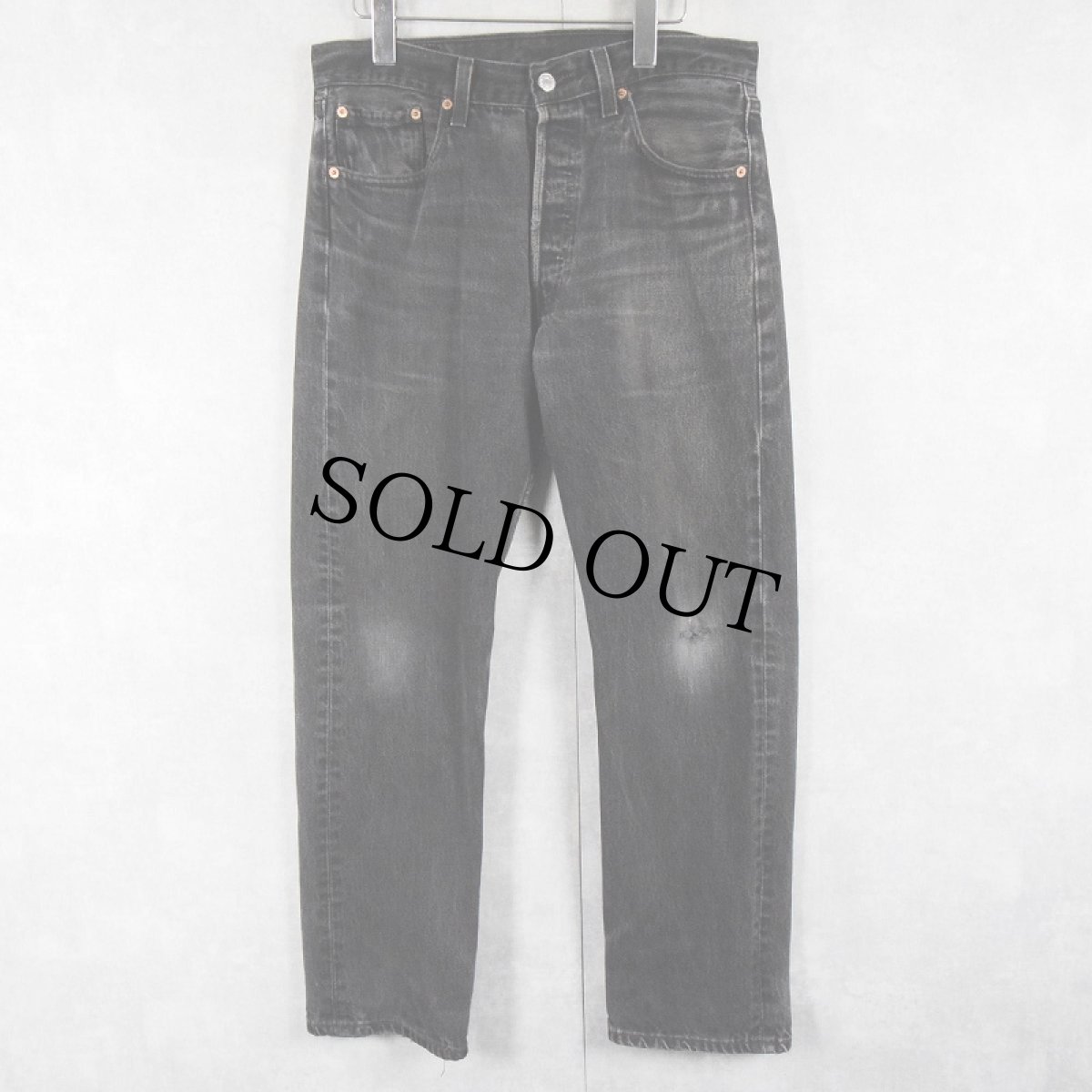 画像1: 90's Levi's 501 USA製 "サルファブラック" ブラックデニムパンツ W30 (1)