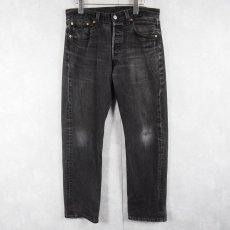 画像1: 90's Levi's 501 USA製 "サルファブラック" ブラックデニムパンツ W30 (1)