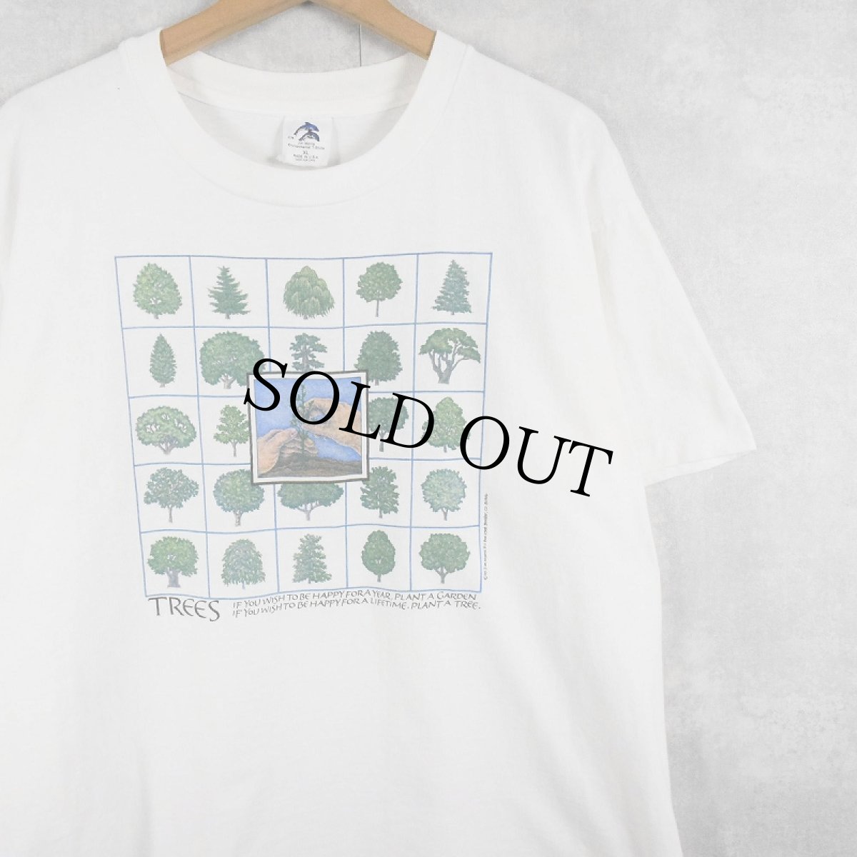 画像1: 90's USA製 "TREES" イラストプリントTシャツ XL (1)
