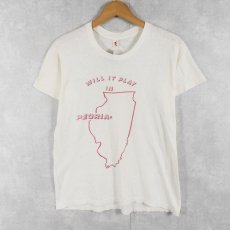 画像1: 70's Hanes "WILL IT PLAY IN PEORIA" 染み込みプリントTシャツ M (1)
