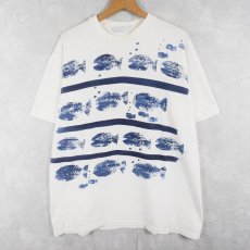 画像1: 80's USA製 魚 大判プリントTシャツ XL (1)