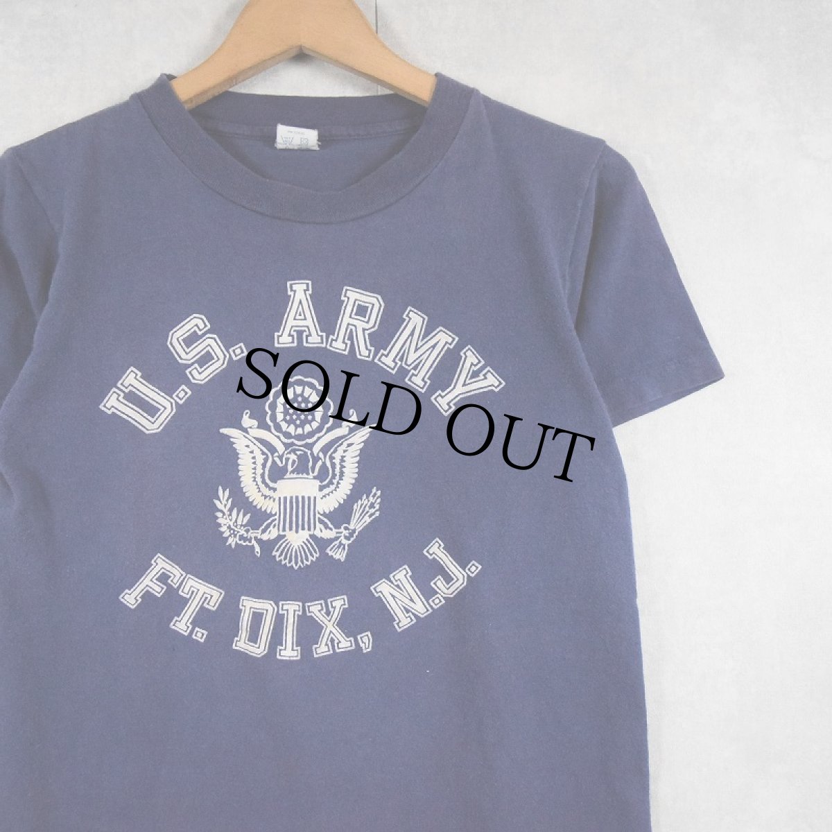 画像1: 70's ARTEX USA製 "U.S.ARMY FT.DIX,N.J." フロッキープリントTシャツ NAVY S (1)