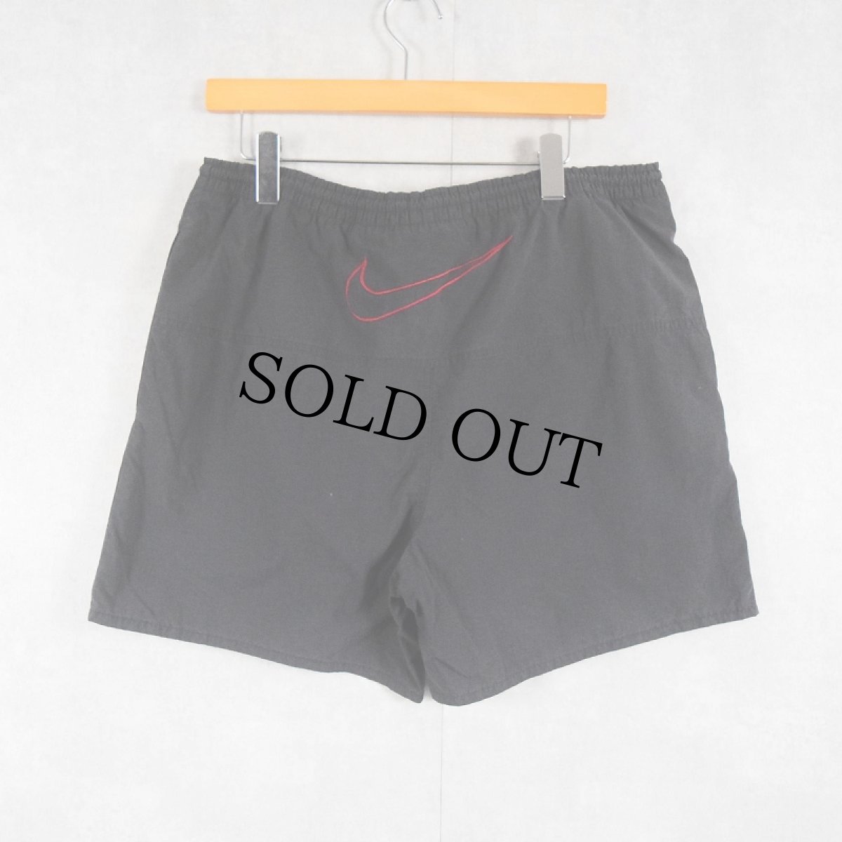 画像2: 90's NIKE ロゴ刺繍 ナイロンショーツ BLACK M (2)