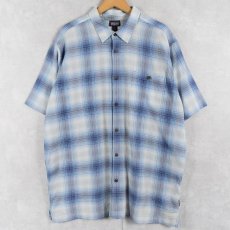 画像1: 2018SS Patagonia ORGANIC COTTON オンブレーチェック柄 ちりめんシャツ XL (1)