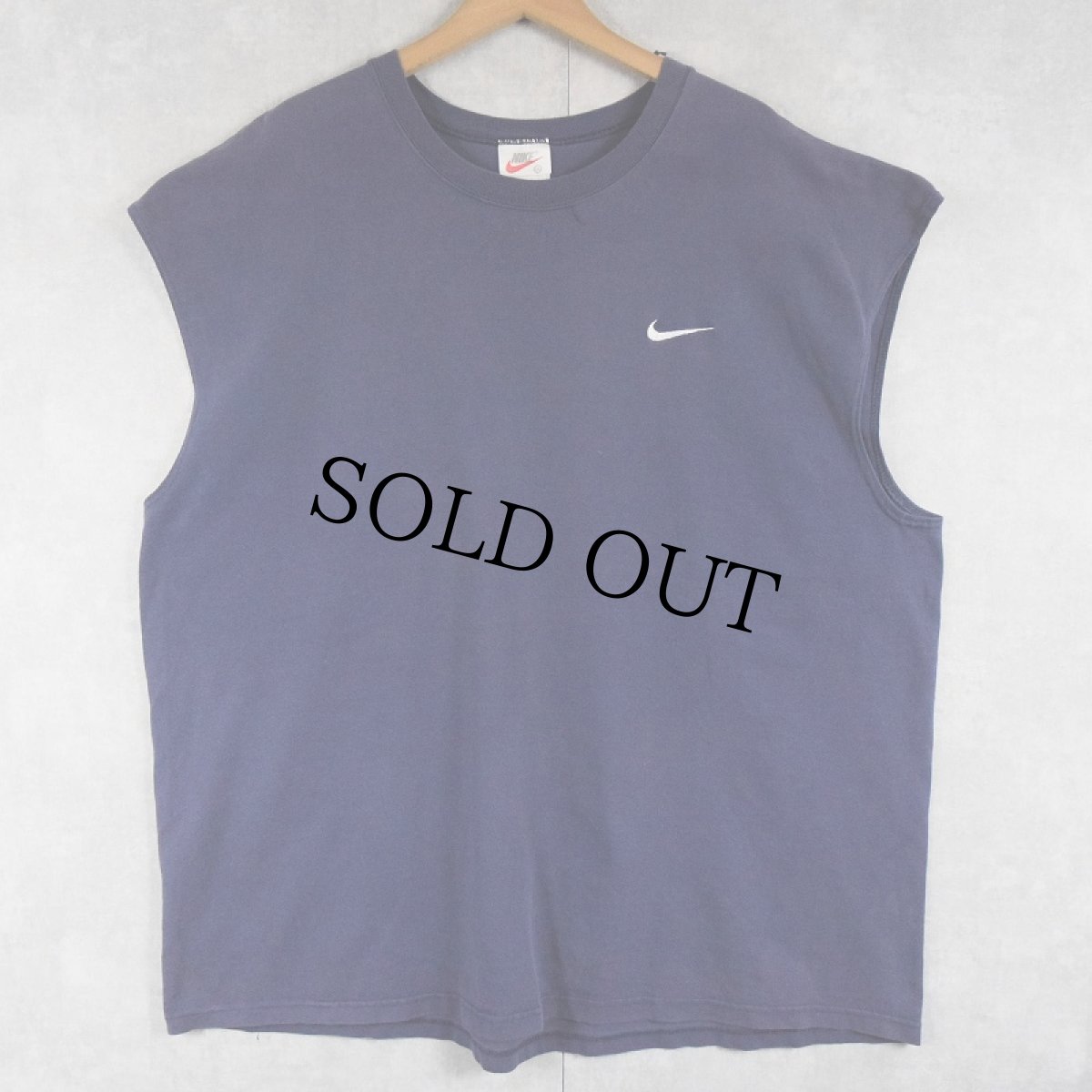 画像1: 90's NIKE USA製 ロゴ刺繍 ノースリーブTシャツ NAVY XXL (1)