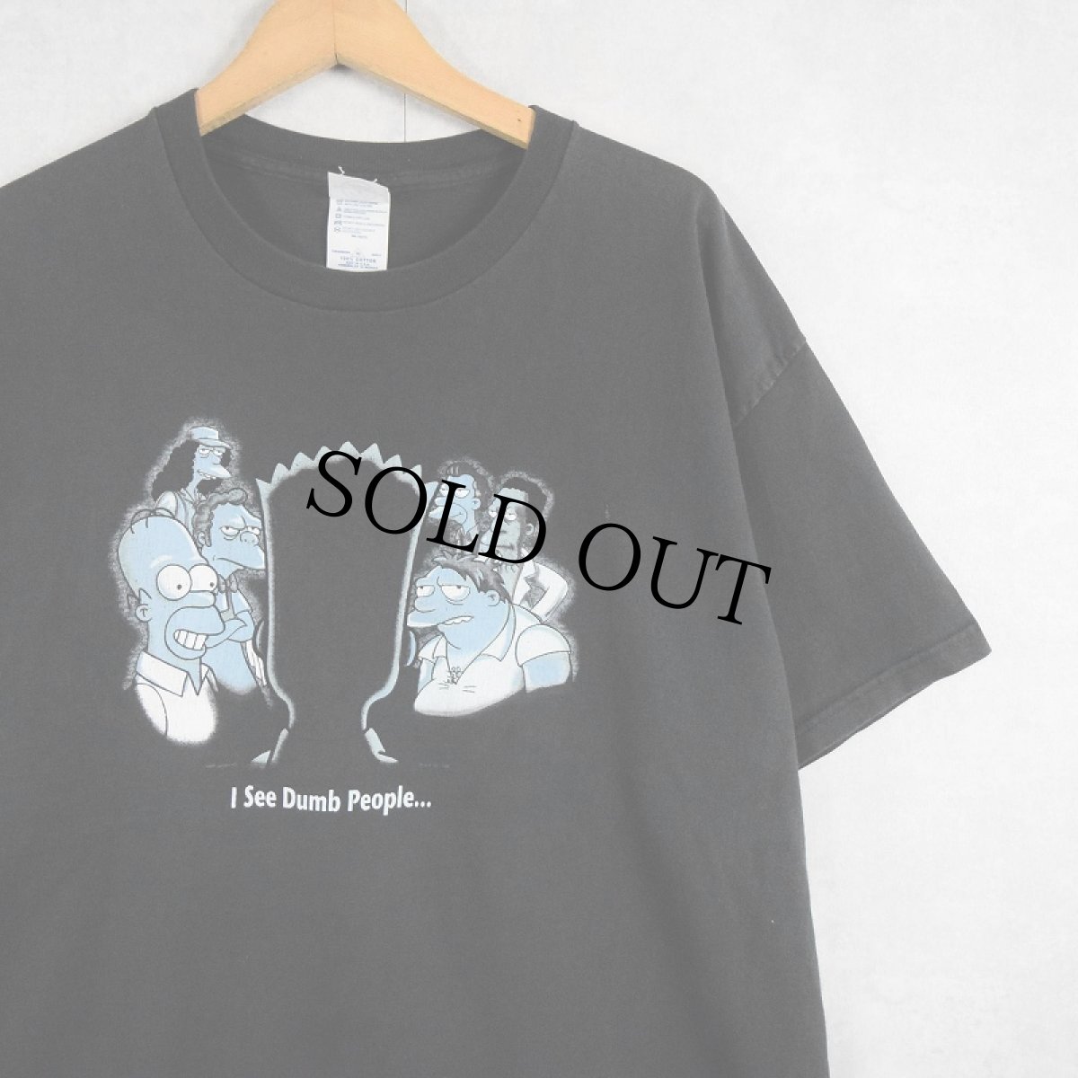 画像1: 2000's THE SIMPSONS "I See Dumb People..." キャラクターパロディプリントTシャツ BLACK XL (1)