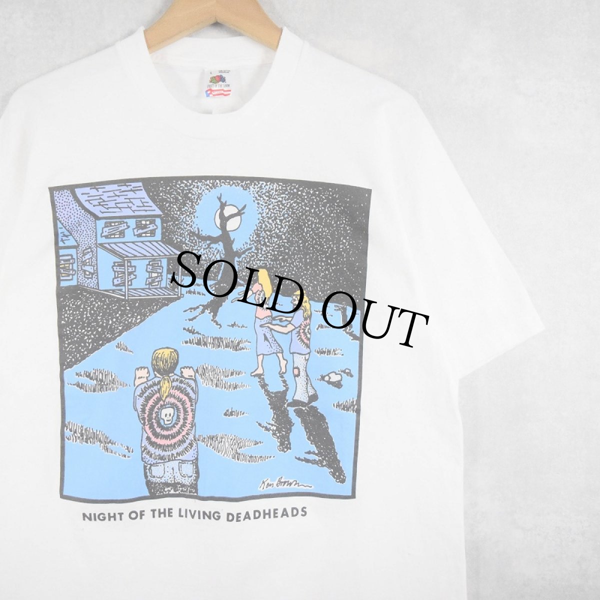 画像1: 90's Ken Brown USA製 "NIGHT OF THE LIVING DEADHEADS" アートプリントTシャツ L (1)
