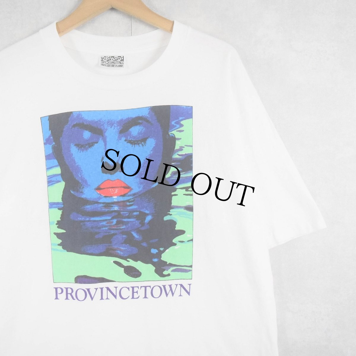 画像1: 90's wildwood productions USA製 "PROVINCETOWN" アートプリントTシャツ XL (1)