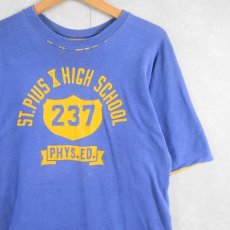 画像1: 60's RUSSELL USA製 "ST.PLUS X HIGH SCHOOL" ダブルフェイス リバーシブルTシャツ L (1)