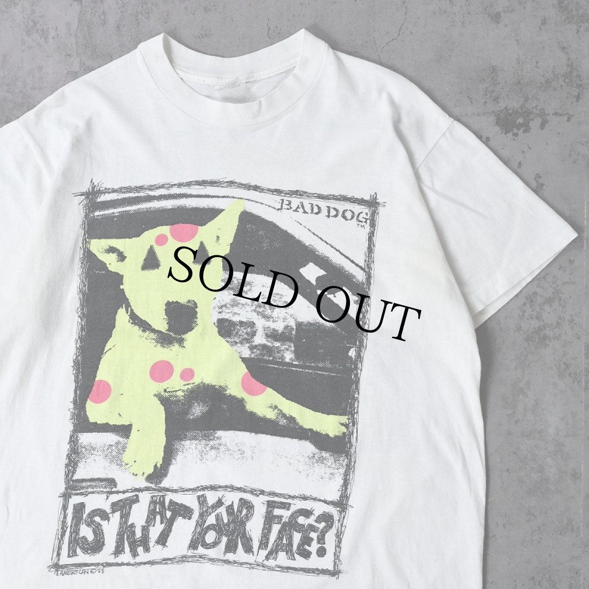 画像1: 80's BAD DOG USA製 "IS THAT YOUR FACE?" 犬プリントTシャツ L (1)
