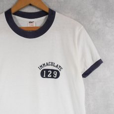 画像1: 80's USA製 "IMMACULATE 129" カレッジプリント リンガーTシャツ M (1)