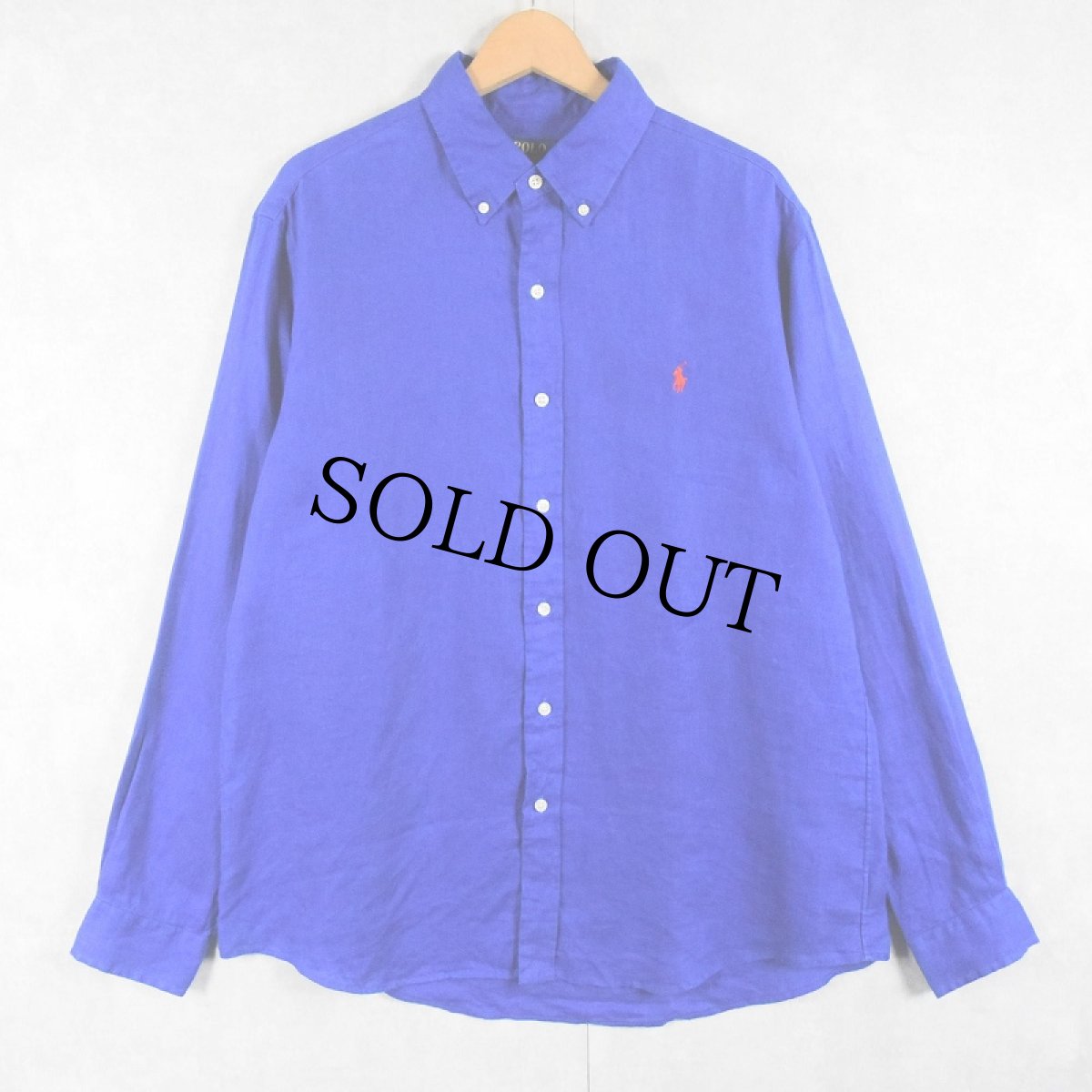 画像1: POLO Ralph Lauren "CLASSIC FIT" リネンボタンダウンシャツ L (1)