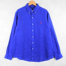 画像1: POLO Ralph Lauren "CLASSIC FIT" リネンボタンダウンシャツ L (1)