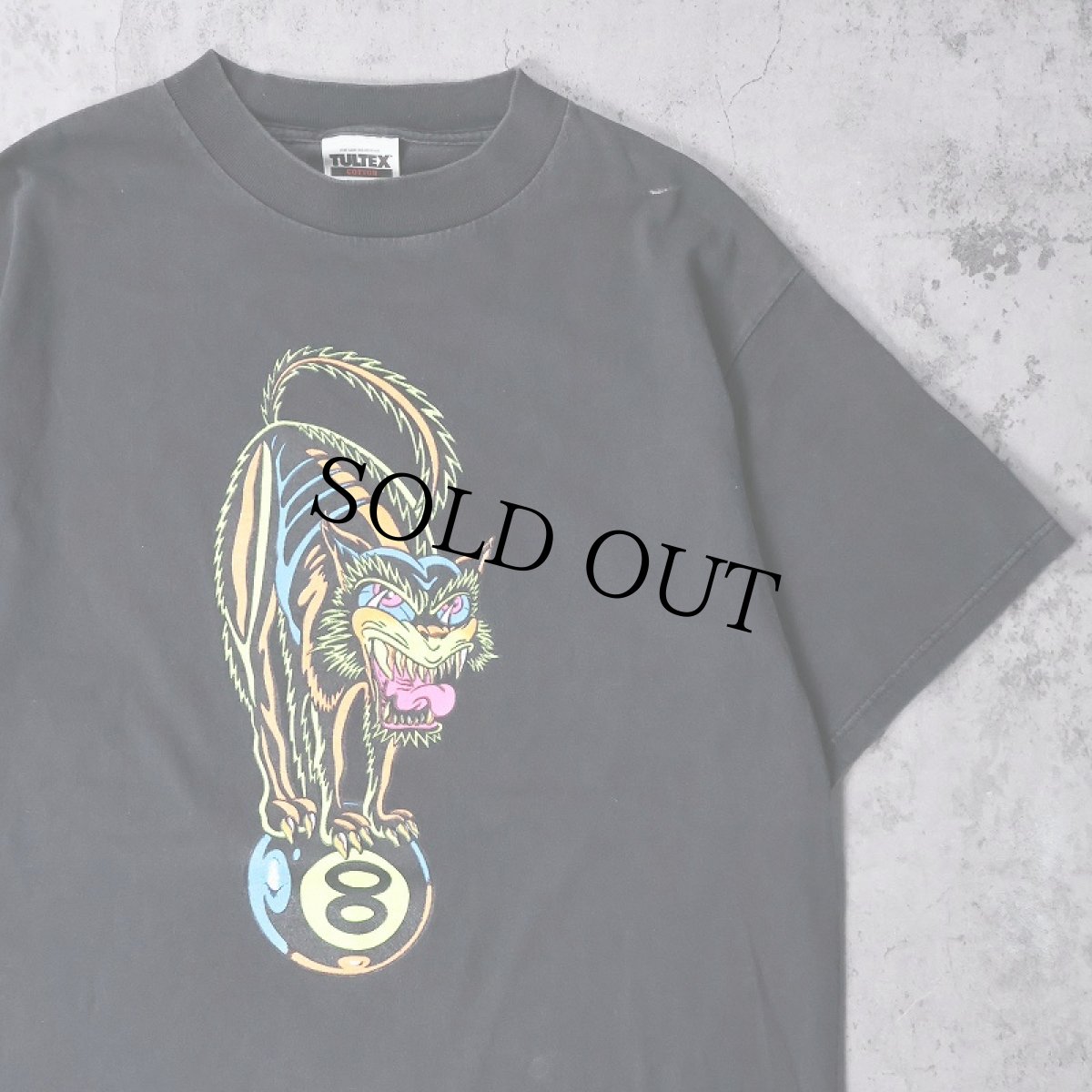 画像1: 猫 ロウブロウアートプリントTシャツ BLACK L (1)