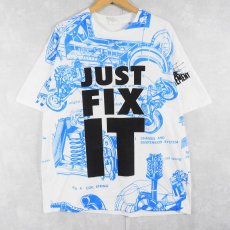 画像1: 90's Home Improvement USA製 "JUST FIX IT" シットコム メカニカルグラフィックプリントTシャツ XL (1)