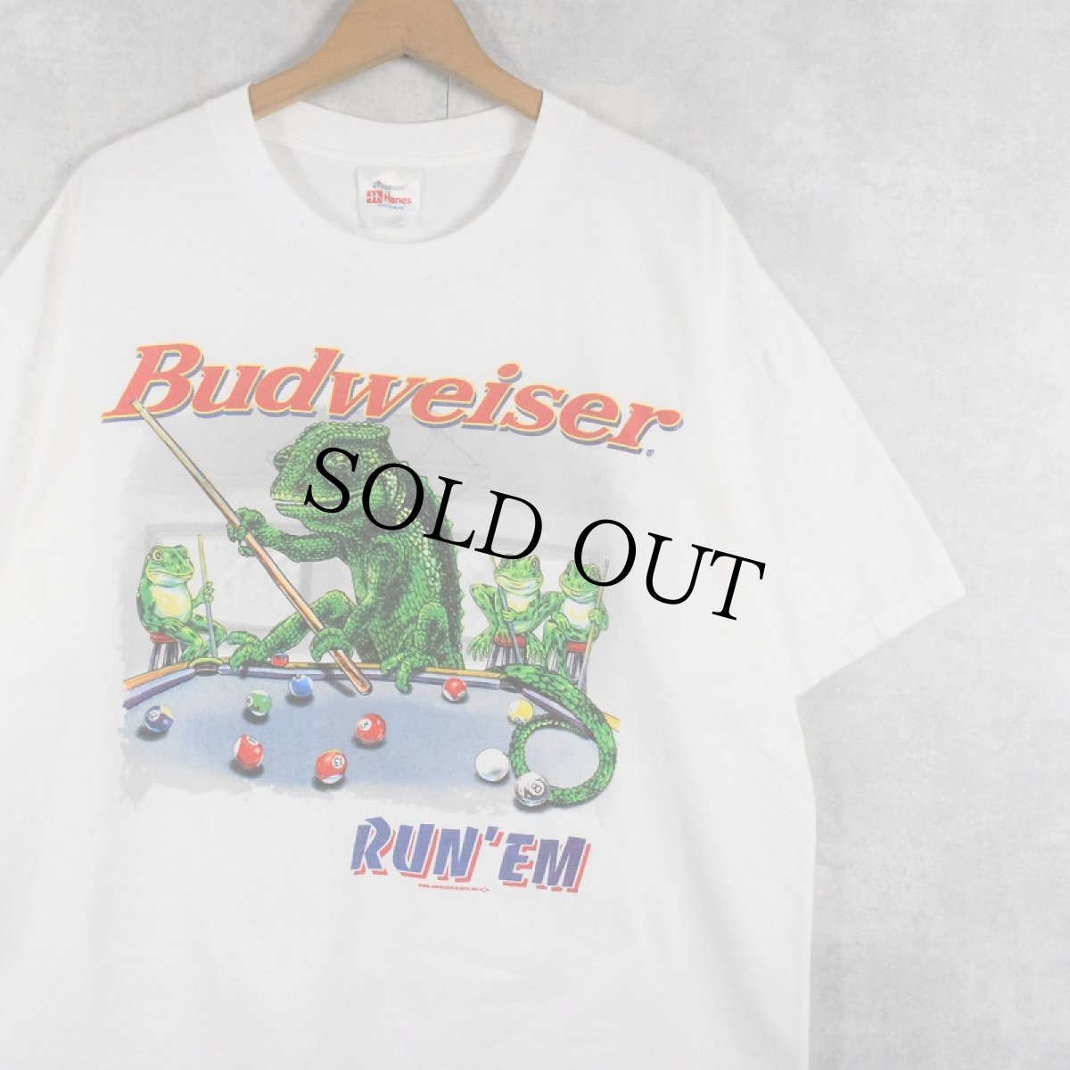 画像1: 90's Budweiser "RUN'EM" ビールメーカープリントTシャツ XL (1)