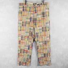 画像1: J.CREW インディアンマドラスチェック柄 パッチワークパンツ W36 (1)
