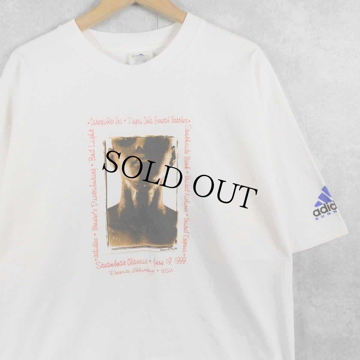 画像1: 90's adidas RUNNING "Gary Walter" ランニングレースプリントTシャツ XL (1)