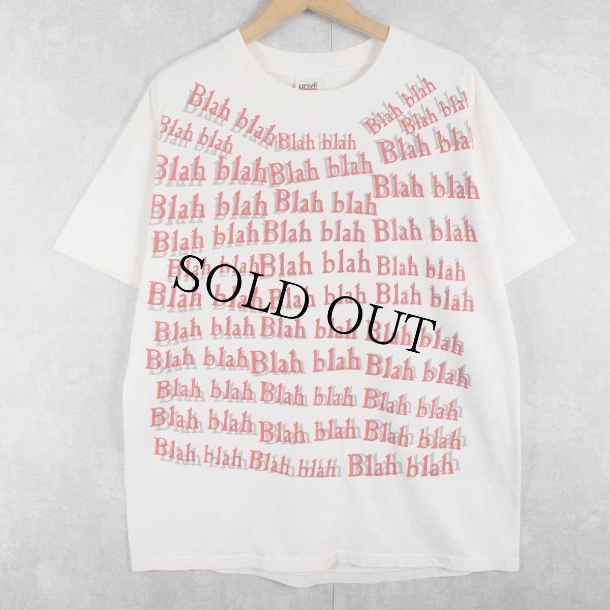 画像1: 90's "Blah blah" 大判プリントTシャツ XL (1)