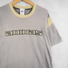 画像1: 90〜2000's adidas 切り替えデザイン ロゴ刺繍 フットボールTシャツ S (1)
