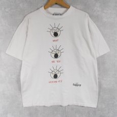 画像1: 90's Scared Guy "WHAT ARE YOU LOOKING AT?" イラストプリントTシャツ L (1)