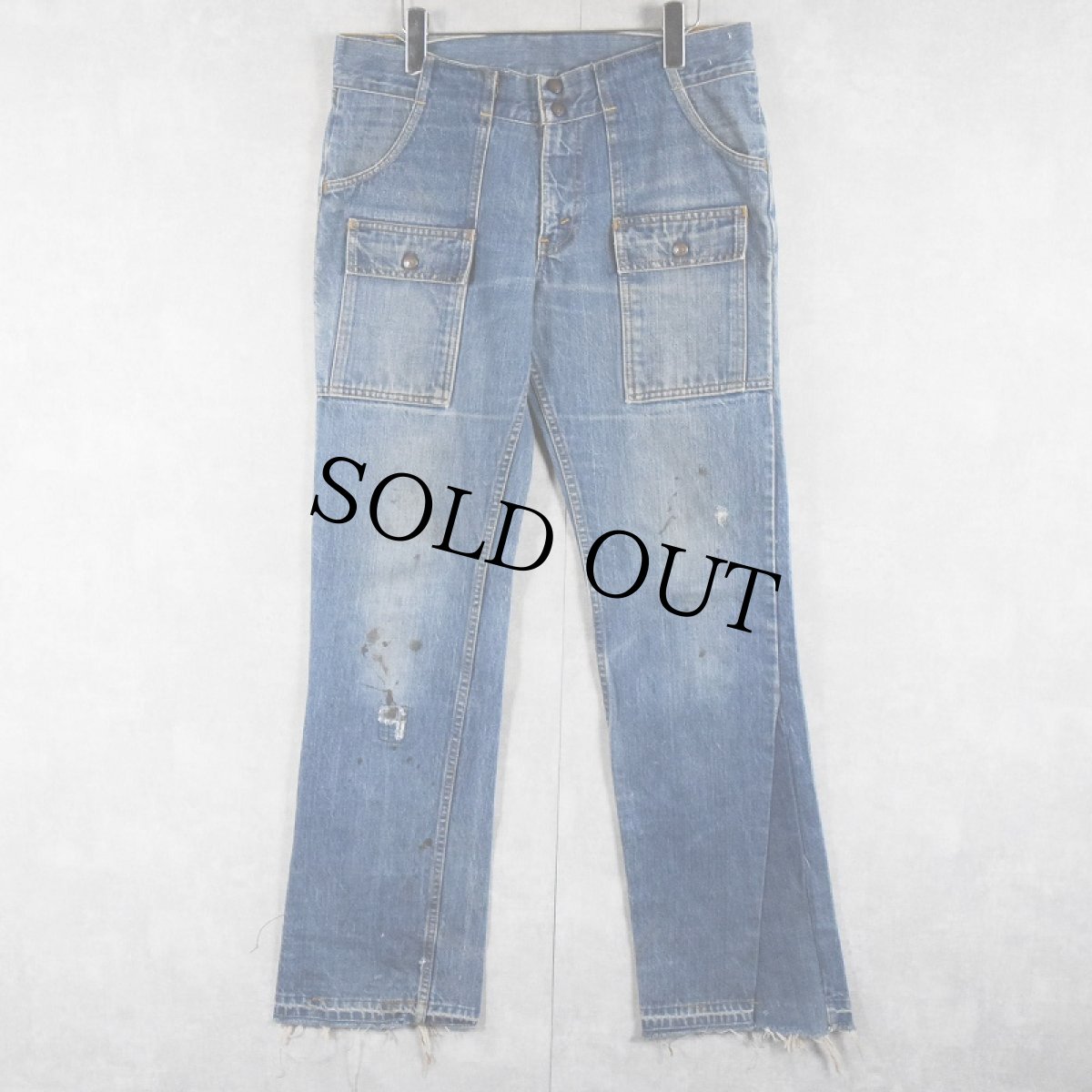 画像1: 60〜70's LEVI'S BIGE ブッシュデニムパンツ W34 (1)