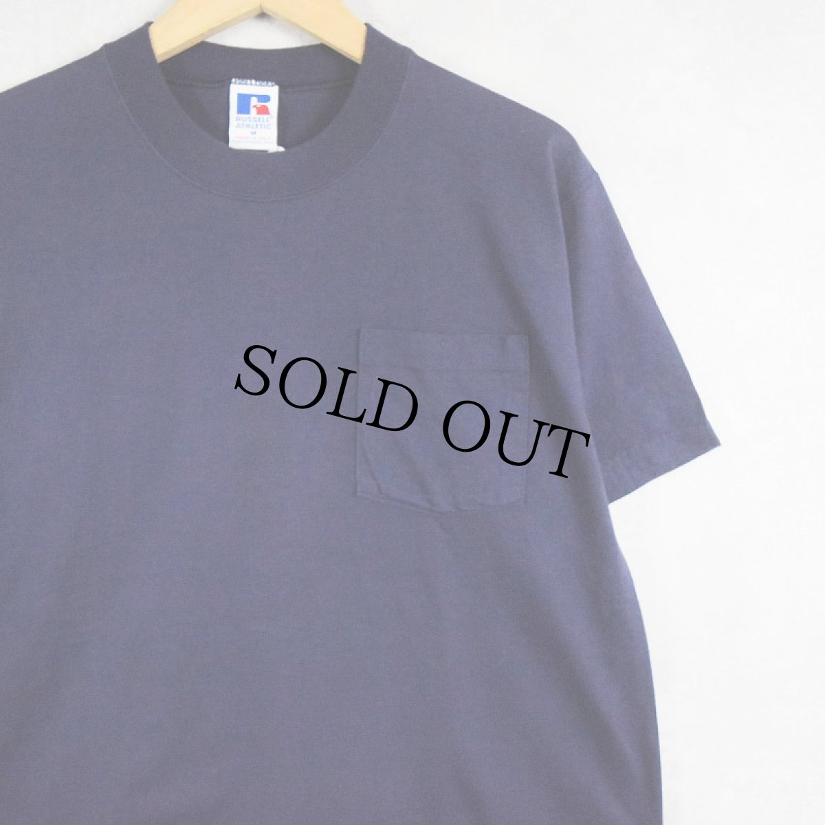 画像1: 90's RUSSELL ATHLETIC USA製 無地 ポケットTシャツ NAVY M (1)