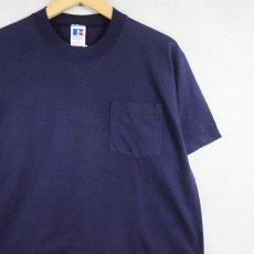 画像1: 90's RUSSELL ATHLETIC USA製 無地 ポケットTシャツ NAVY M (1)
