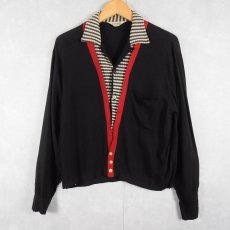 画像1: 50〜60's NATIONAL SHIRT SHOP レイヤードデザイン レーヨンオープンカラーシャツ BLACK M (1)