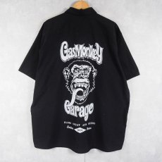 画像1: GasMonkey カスタムカーショップ ロゴワッペン付き コットン×ポリエステルワークシャツ BLACK XXL (1)