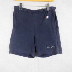 画像1: 80's Champion ロゴ刺繍 スウェットショーツ NAVY M (1)