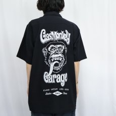 画像4: GasMonkey カスタムカーショップ ロゴワッペン付き コットン×ポリエステルワークシャツ BLACK XXL (4)