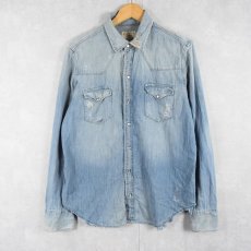 画像1: POLO Ralph Lauren "AUTHENTIC DUNGAREES" デニムウエスタンシャツ L (1)