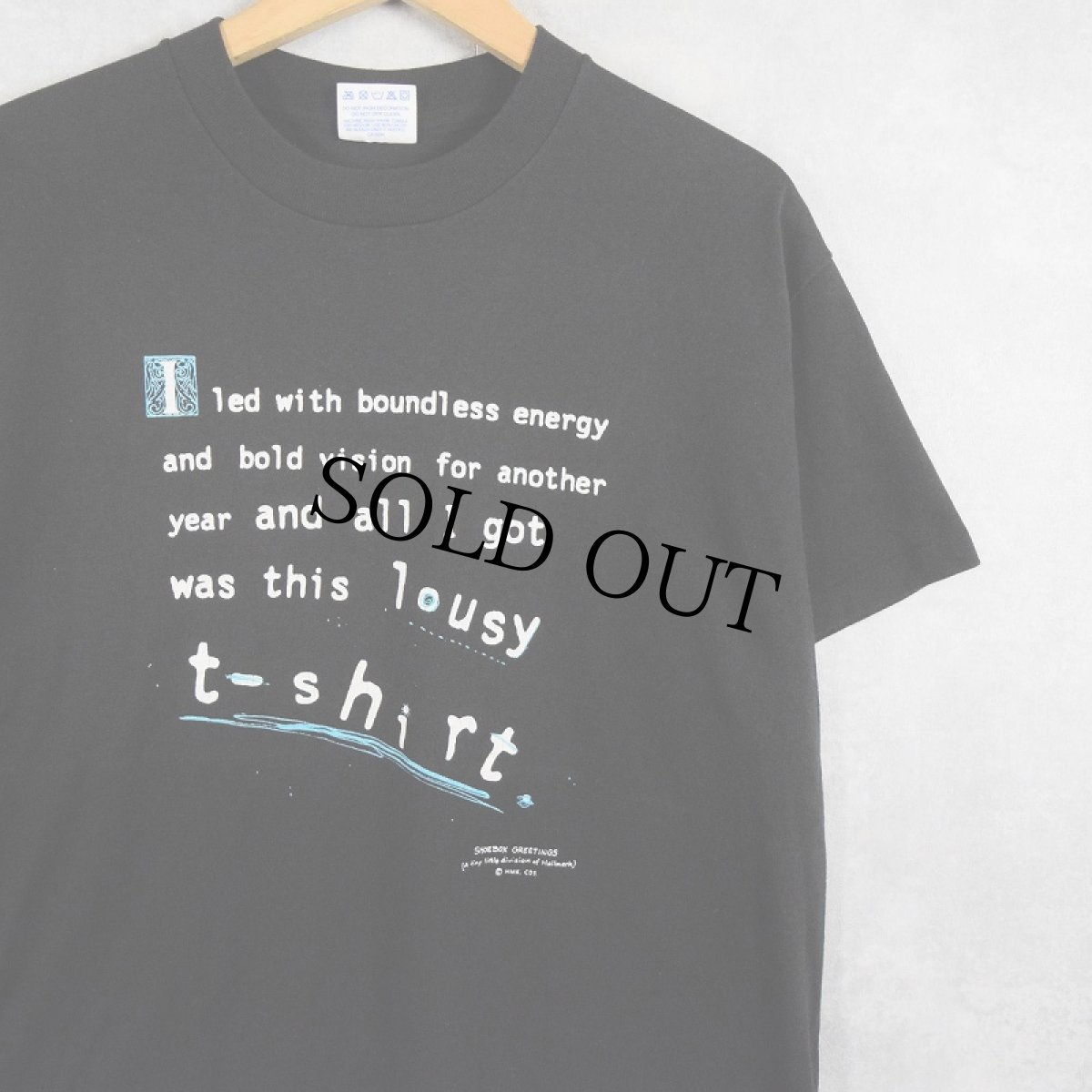 画像1: 90's SHOEBOX USA製 ジョークプリントTシャツ BLACK L (1)