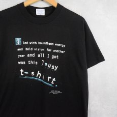画像1: 90's SHOEBOX USA製 ジョークプリントTシャツ BLACK L (1)