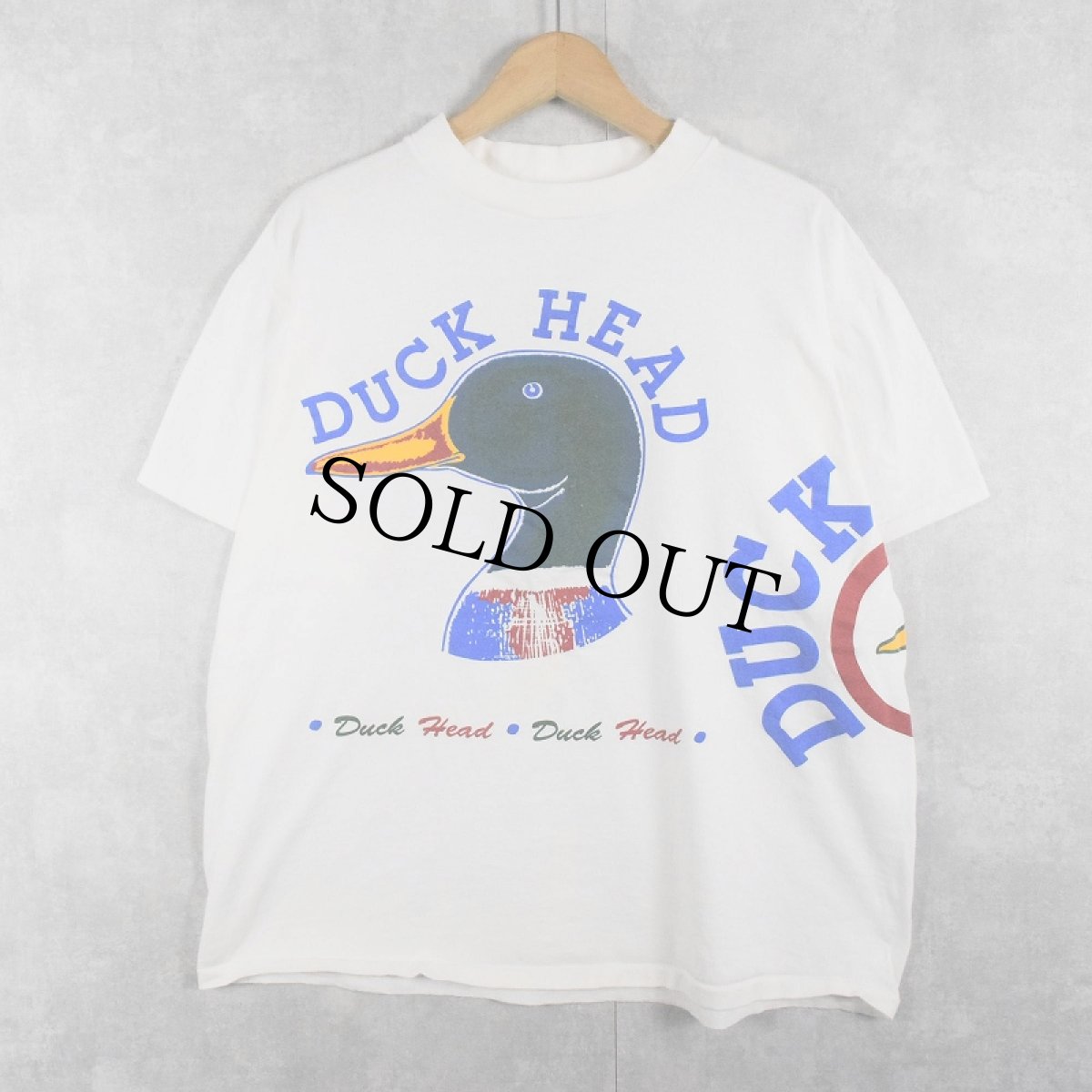 画像1: 90's Duck Head カモ 巻プリントTシャツ L (1)