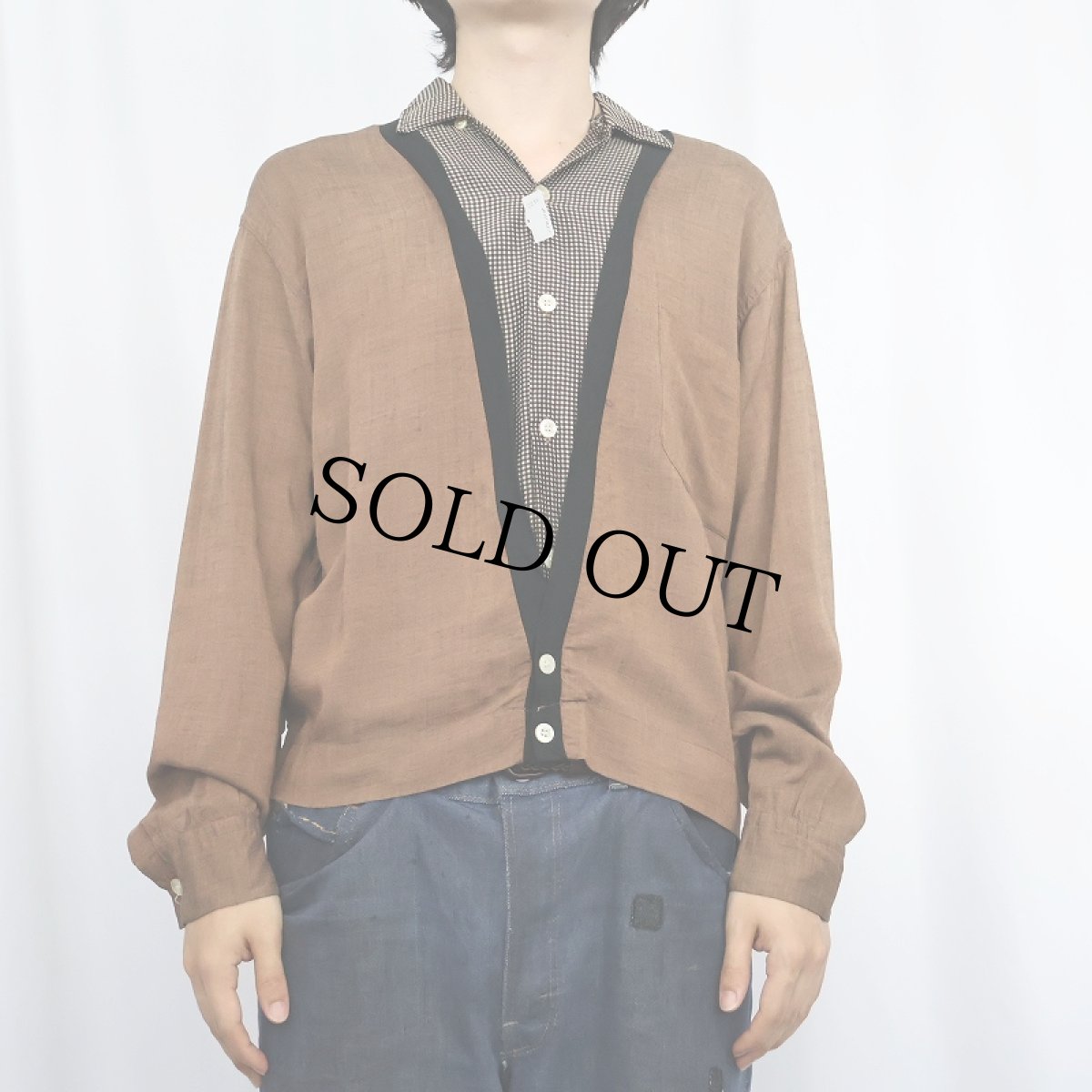 画像2: 60's Sportswear by MR.MIKE レイヤードデザイン レーヨンオープンカラーシャツ M (2)