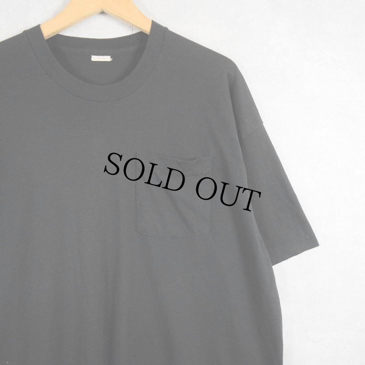 画像1: 80〜90's FRUIT OF THE LOOM USA製 無地 ポケットTシャツ BLACK XXL (1)