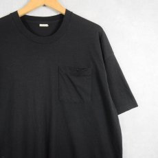 画像1: 80〜90's FRUIT OF THE LOOM USA製 無地 ポケットTシャツ BLACK XXL (1)