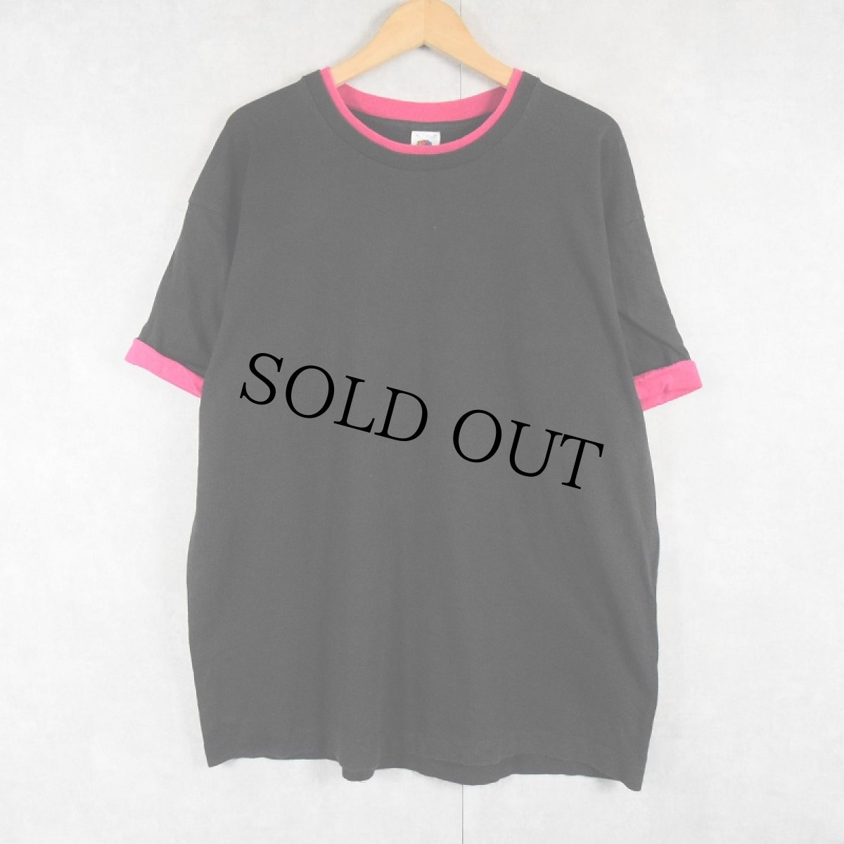 画像1: 90's FRUIT OF THE LOOM USA製 レイヤードデザイン 無地Tシャツ BLACK XL (1)