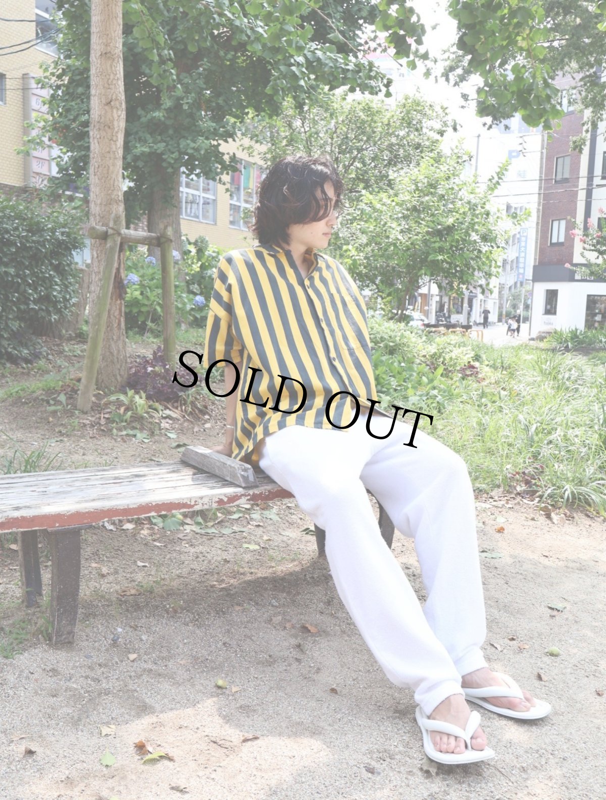 画像3: 80's Ocean Pacific USA製 ストライプ柄 コットンシャツ L (3)