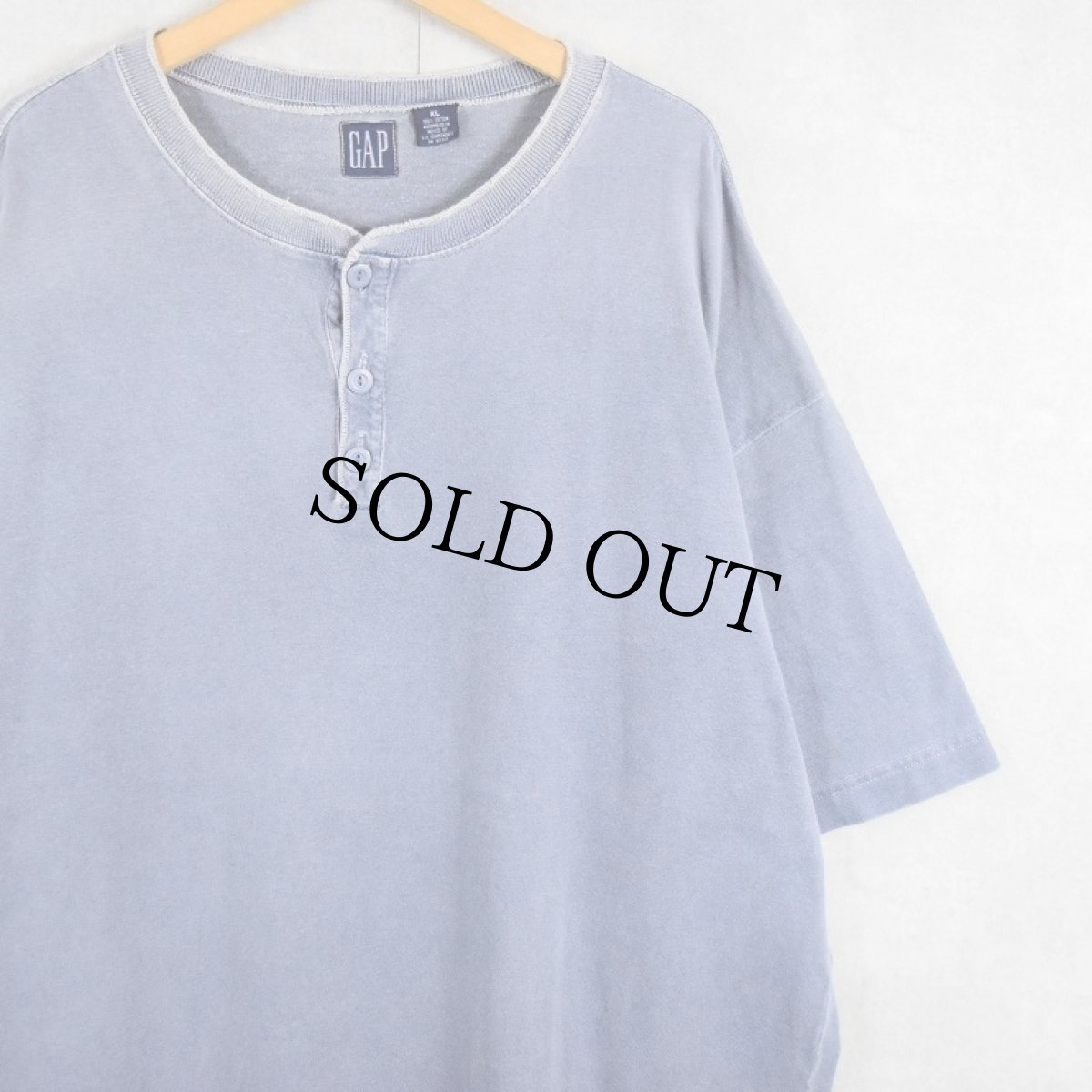 画像1: 2000's GAP ヘンリーネック フェードTシャツ XL (1)